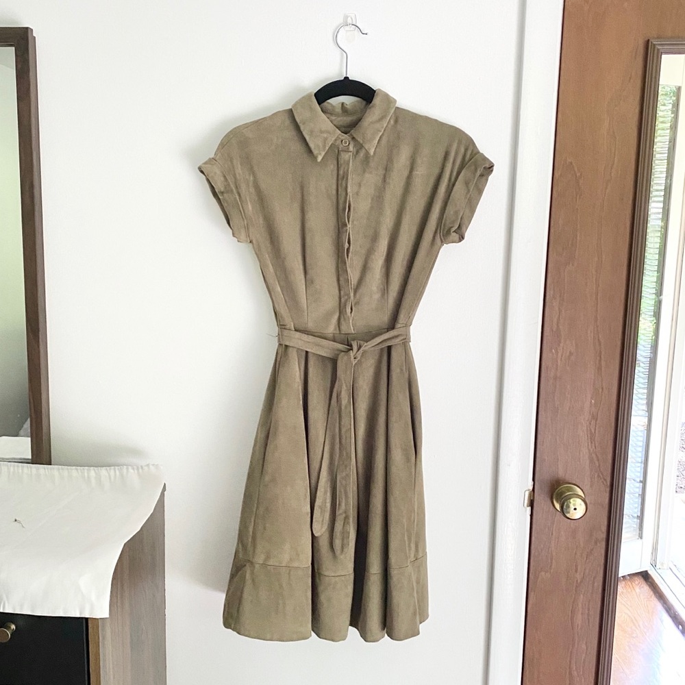Olive Fit and Flare Dress